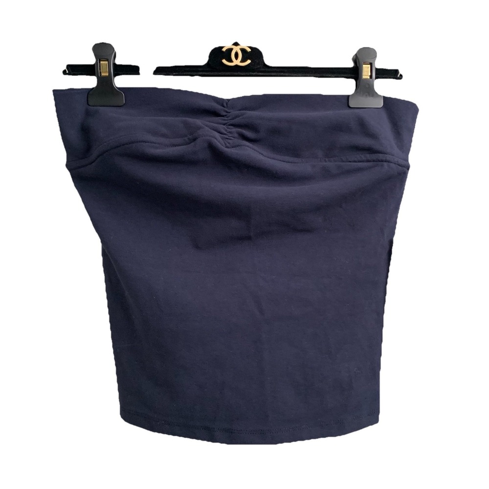 Madden Girl Navy Blue Ruched Tube Top Strapless Ribbed Bodice NWT Size Medium